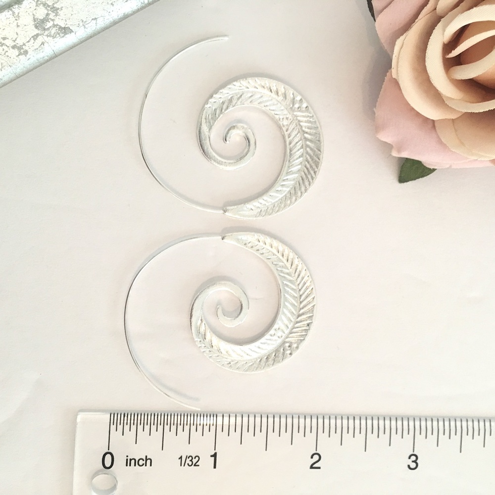 Ethnic Bohemian Spiral Swirl Earrings - Picture 7 of 14